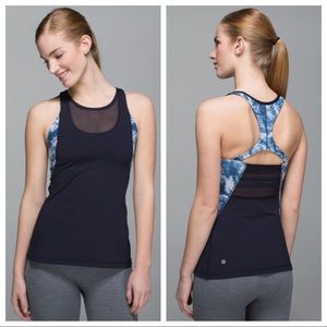 Lululemon Mesh With Me Naval Blue Tank Sz 2